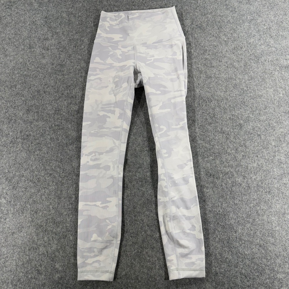 Lululemon Heritage 365 Camo Grey White Ribbed High Rise Leggings SIZE 4